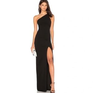 Solace London Petch One shoulder REVOLVE black dress/gown